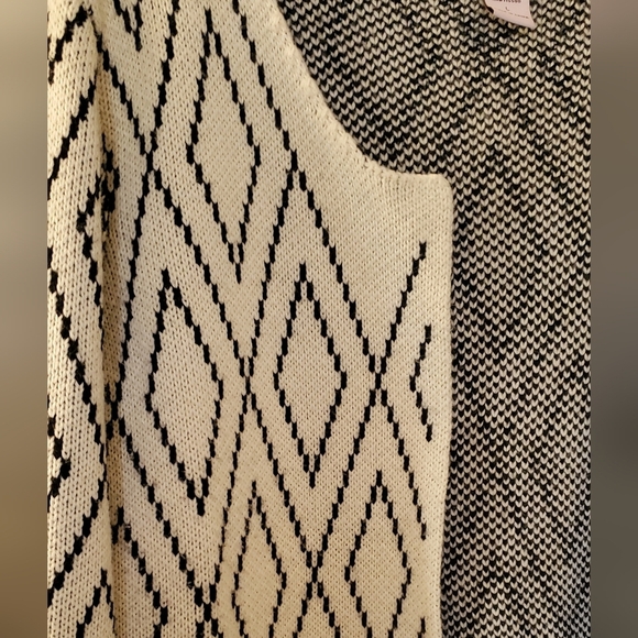 Anthropologie OSCAR By ESCIO Geometric Cream Open Front Knit Cardigan Sweater - Picture 2 of 5